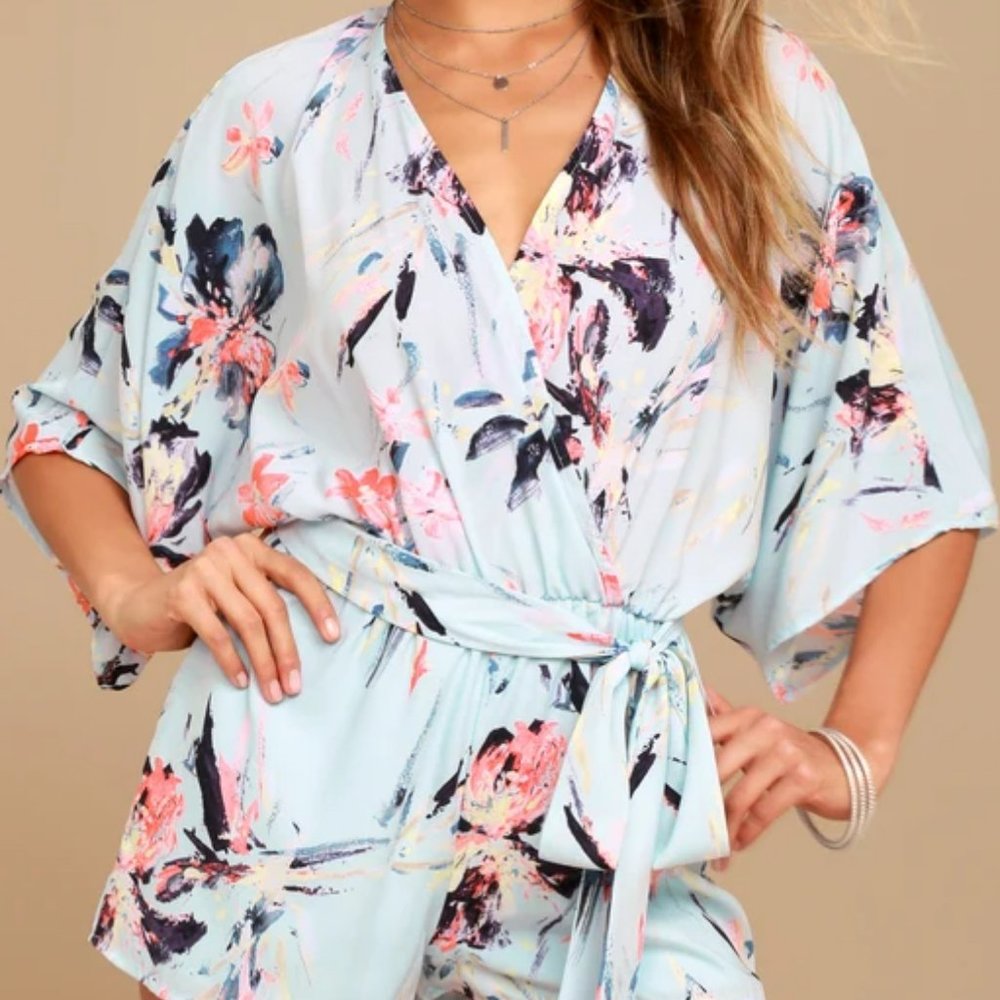 Paraiso Light Blue Print Romper